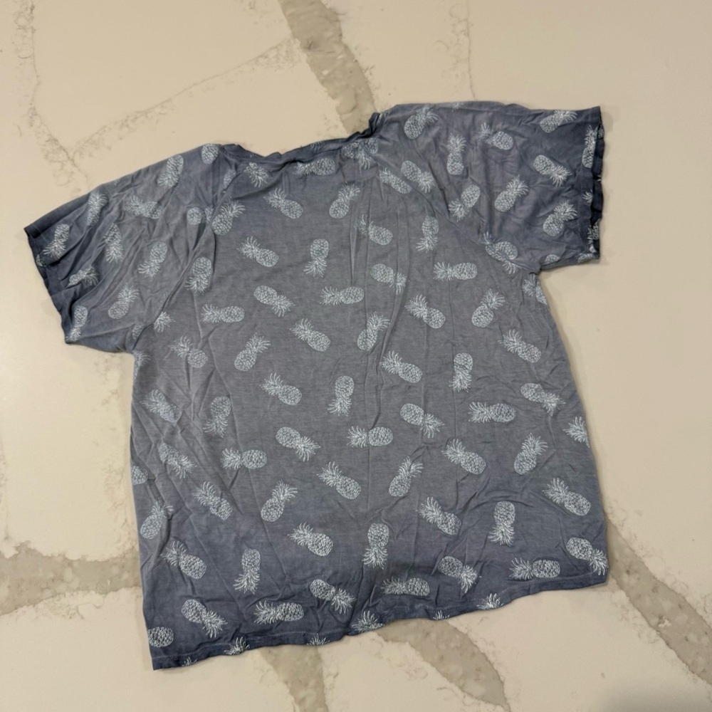 Cable & Gauge Pineapple Print Slouchy Tie Front Relaxed Fit T-Shirt Womens Small - Picture 7 of 7